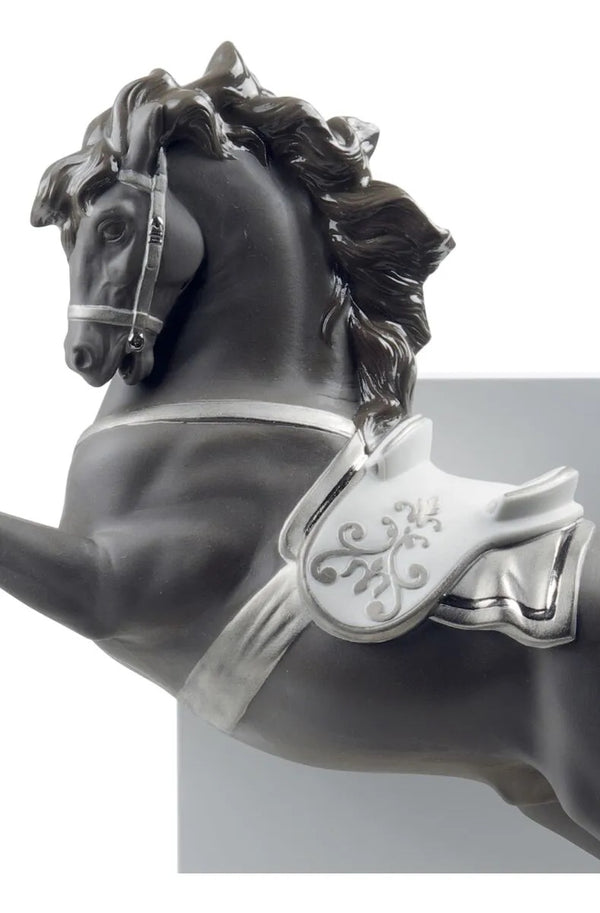 Horse on Pirouette Silver Lustre