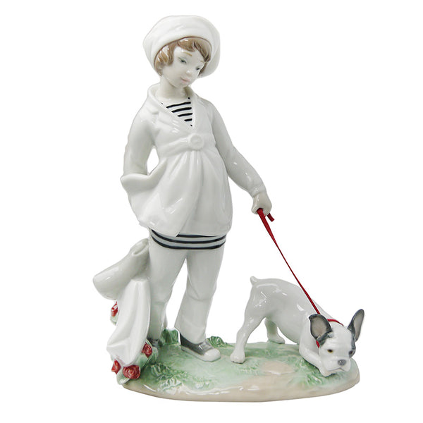 Girl with french bulldog